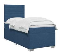 vidaXL Lit boxspring avec Matelas Bleu 90 x 190 cm Tissu