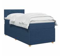 vidaXL Lit boxspring avec Matelas Bleu 90 x 200 cm Tissu, Chambre Tendance, lit Box Spring Moderne, tête réglable, Cadre rembourré, Solution Matelas mi-Ferme