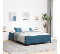 Vidaxl Lit Boxspring Avec Matelas Bleu Foncé 140 X 190 Cm Velours