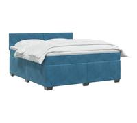 vidaXL Lit boxspring avec Matelas Bleu foncé 140 x 200 cm Velours