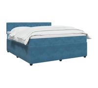 vidaXL Lit boxspring avec Matelas Bleu foncé 160 x 200 cm Velours