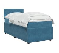 vidaXL Lit boxspring avec Matelas Bleu foncé 90 x 190 cm Velours, Lit Moderne, avec tête de lit Ajustable, Velours, Confortable, Meuble Gain de Place stylé pour la Chambre
