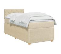 vidaXL Lit boxspring avec Matelas Crème 100 x 200 cm Tissu