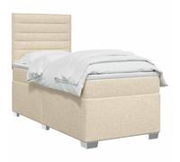 vidaXL Lit boxspring avec Matelas Crème 100 x 200 cm Tissu, Mobilier de Chambre, lit Moderne, sommier, Cadre Ajustable, Confort de Sommeil, Installation intérieure à la Maison