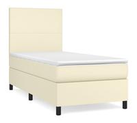 vidaXL Lit boxspring avec matelas Crème 100x200 cm simili-cuir