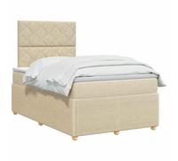 vidaXL Lit boxspring avec Matelas Crème 120 x 190 cm Tissu, Chambre Moderne, lit rembourré, tête de lit réglable, mobilier Pratique, Matelas à Ressorts, Base à Lattes Confortable
