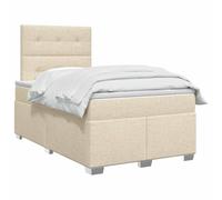 vidaXL Lit boxspring avec Matelas Crème 120 x 190 cm Tissu, Mobilier de Chambre, lit Moderne, sommier, Cadre Ajustable, Confort de Sommeil, Installation intérieure à la Maison