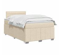 vidaXL Lit boxspring avec Matelas Crème 120 x 200 cm Tissu, Boxspring Moderne, tête de lit réglable, Matelas Ferme, Sommeil Confortable, Meuble déco stylé