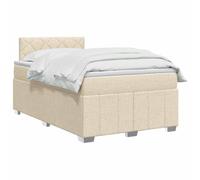 vidaXL Lit boxspring avec Matelas Crème 120 x 200 cm Tissu, Boxspring Moderne, tête de lit réglable, Matelas Ferme, Sommeil Confortable, Meuble déco stylé