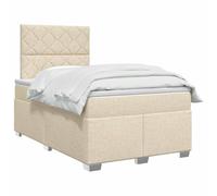 vidaXL Lit boxspring avec Matelas Crème 120 x 200 cm Tissu, Mobilier de Chambre, lit Moderne, sommier, Cadre Ajustable, Confort de Sommeil, Installation intérieure à la Maison