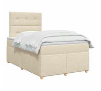 vidaXL Lit boxspring avec Matelas Crème 120 x 200 cm Tissu, Mobilier Moderne pour Chambre, lit avec sommier, Cadre réglable, Matelas Confortable, Solution de Sommeil stylée