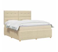 vidaXL Lit boxspring avec Matelas Crème 140 x 190 cm Tissu, Chambre Moderne, lit rembourré, tête de lit réglable, mobilier Pratique, Matelas à Ressorts, Base à Lattes Confortable