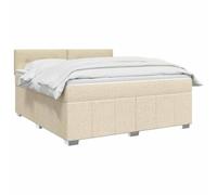 vidaXL Lit boxspring avec Matelas Crème 140 x 200 cm Tissu, Boxspring Moderne, tête de lit réglable, Matelas Ferme, Sommeil Confortable, Meuble déco stylé