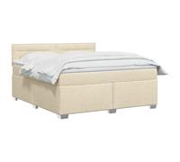 vidaXL Lit boxspring avec Matelas Crème 140 x 200 cm Tissu, Chambre, Lit Box Spring Moderne, Surface de Sommeil, Tête réglable, Cadre Fonctionnel, Soutien Matelas Cozy