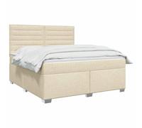 vidaXL Lit boxspring avec Matelas Crème 180 x 200 cm Tissu