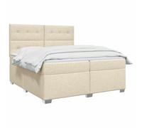 vidaXL Lit boxspring avec Matelas Crème 200 x 200 cm Tissu, Mobilier de Chambre, lit Moderne, sommier, Cadre Ajustable, Confort de Sommeil, Installation intérieure à la Maison