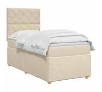 vidaXL Lit boxspring avec Matelas Crème 90 x 190 cm Tissu