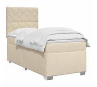 vidaXL Lit boxspring avec Matelas Crème 90 x 200 cm Tissu