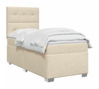 vidaXL Lit boxspring avec Matelas Crème 90 x 200 cm Tissu, Mobilier de Chambre, lit Moderne, sommier, Cadre Ajustable, Confort de Sommeil, Installation intérieure à la Maison