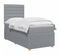 vidaXL Lit boxspring avec Matelas Gris Clair 100 x 200 cm Tissu, Chambre Moderne, lit rembourré, tête de lit réglable, mobilier Pratique, Matelas à Ressorts, Base à Lattes Confortable