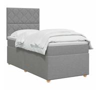 vidaXL Lit boxspring avec Matelas Gris Clair 100 x 200 cm Tissu, Mobilier Moderne pour Chambre, lit avec sommier, Cadre réglable, Matelas Confortable, Solution de Sommeil stylée