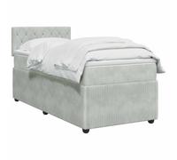 vidaXL Lit boxspring avec Matelas Gris Clair 100 x 200 cm Velours, Lit Moderne, avec tête de lit Ajustable, Velours, Confortable, Meuble Gain de Place stylé pour la Chambre