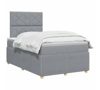 vidaXL Lit boxspring avec Matelas Gris Clair 120 x 190 cm Tissu, Chambre Moderne, lit rembourré, tête de lit réglable, mobilier Pratique, Matelas à Ressorts, Base à Lattes Confortable