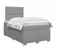 vidaXL Lit boxspring avec Matelas Gris Clair 120 x 190 cm Tissu, Mobilier de Chambre, lit Moderne, sommier, Cadre Ajustable, Confort de Sommeil, Installation intérieure à la Maison