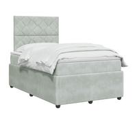 vidaXL Lit boxspring avec Matelas Gris Clair 120 x 190 cm Velours