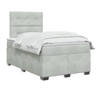 vidaXL Lit boxspring avec Matelas Gris Clair 120 x 190 cm Velours, Chambre, lit Tendance, Velours, tête de lit Ajustable, Matelas Ferme, Sommeil réparateur, idées déco