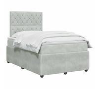 vidaXL Lit boxspring avec Matelas Gris Clair 120 x 190 cm Velours, Chambre Moderne, lit à Ressorts, Matelas réglable, Cadre stylé, Sommeil Confortable à la Maison