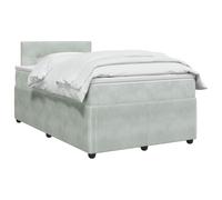 vidaXL Lit boxspring avec Matelas Gris Clair 120 x 190 cm Velours, Lit Moderne, avec tête de lit Ajustable, Velours, Confortable, Meuble Gain de Place stylé pour la Chambre