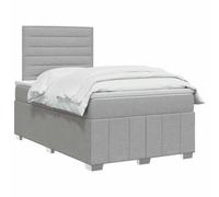 vidaXL Lit boxspring avec Matelas Gris Clair 120 x 200 cm Tissu, Chambre, Lit Moderne, Sommier à Ressorts, Mousse Réglable, Solution Confortable, Matelas Isolant des mouvements