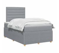vidaXL Lit boxspring avec Matelas Gris Clair 120 x 200 cm Tissu, Chambre Moderne, lit rembourré, tête de lit réglable, mobilier Pratique, Matelas à Ressorts, Base à Lattes Confortable