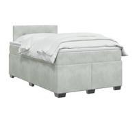 vidaXL Lit boxspring avec Matelas Gris Clair 120 x 200 cm Velours, Chambre contemporaine, Cadre de lit Moderne, tête de lit Ajustable, Matelas Medium Ferme en Velours