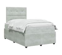 vidaXL Lit boxspring avec Matelas Gris Clair 120 x 200 cm Velours, Chambre Moderne, lit à Ressorts, Matelas réglable, Cadre stylé, Sommeil Confortable à la Maison