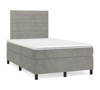 vidaXL Lit boxspring avec matelas gris clair 120x200 cm velours