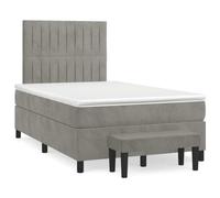 vidaXL Lit boxspring avec matelas gris clair 120x200 cm velours