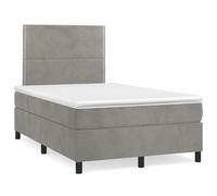 vidaXL Lit boxspring avec matelas gris clair 120x200 cm velours