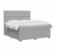 vidaXL Lit boxspring avec Matelas Gris Clair 140 x 190 cm Tissu, Chambre, Lit Moderne, Sommier à Ressorts, Mousse Réglable, Solution Confortable, Matelas Isolant des mouvements