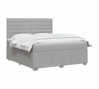 vidaXL Lit boxspring avec Matelas Gris Clair 140 x 190 cm Tissu, Chambre, Lit Moderne, Sommier à Ressorts, Mousse Réglable, Solution Confortable, Matelas Isolant des mouvements