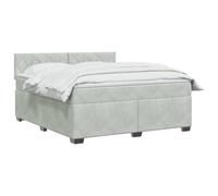 vidaXL Lit boxspring avec Matelas Gris Clair 140 x 190 cm Velours, Chambre contemporaine, Cadre de lit Moderne, tête de lit Ajustable, Matelas Medium Ferme en Velours