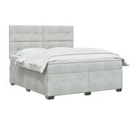 vidaXL Lit boxspring avec Matelas Gris Clair 140 x 190 cm Velours, Chambre, lit Tendance, Velours, tête de lit Ajustable, Matelas Ferme, Sommeil réparateur, idées déco