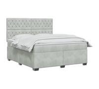 vidaXL Lit boxspring avec Matelas Gris Clair 140 x 190 cm Velours, Chambre, lit Tendance, Velours, tête de lit Ajustable, Matelas Ferme, Sommeil réparateur, idées déco