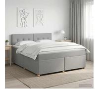 vidaXL Lit boxspring avec Matelas Gris Clair 140 x 200 cm Tissu, Lit de Chambre, Cadre Box Moderne avec tête réglable, Matelas Ferme, mobilier Soutien pour Un Sommeil paisible