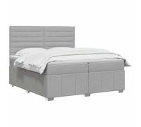 vidaXL Lit boxspring avec Matelas Gris Clair 140 x 200 cm Tissu, Chambre, Lit Moderne, Sommier à Ressorts, Mousse Réglable, Solution Confortable, Matelas Isolant des mouvements