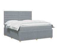 vidaXL Lit boxspring avec Matelas Gris Clair 140 x 200 cm Tissu, Chambre Moderne, lit rembourré, tête de lit réglable, mobilier Pratique, Matelas à Ressorts, Base à Lattes Confortable