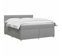 vidaXL Lit boxspring avec Matelas Gris Clair 140 x 200 cm Tissu, Lit de Chambre, Cadre Box Moderne avec tête réglable, Matelas Ferme, mobilier Soutien pour Un Sommeil paisible
