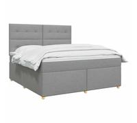 vidaXL Lit boxspring avec Matelas Gris Clair 140 x 200 cm Tissu, Mobilier Moderne pour Chambre, lit avec sommier, Cadre réglable, Matelas Confortable, Solution de Sommeil stylée