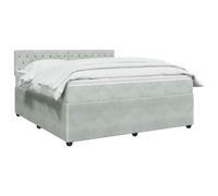vidaXL Lit boxspring avec Matelas Gris Clair 140 x 200 cm Velours